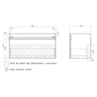 Тумба под раковину подвесная Velvex Otto tp.OTO.OTT.100.1Y белый глянец, 100 см